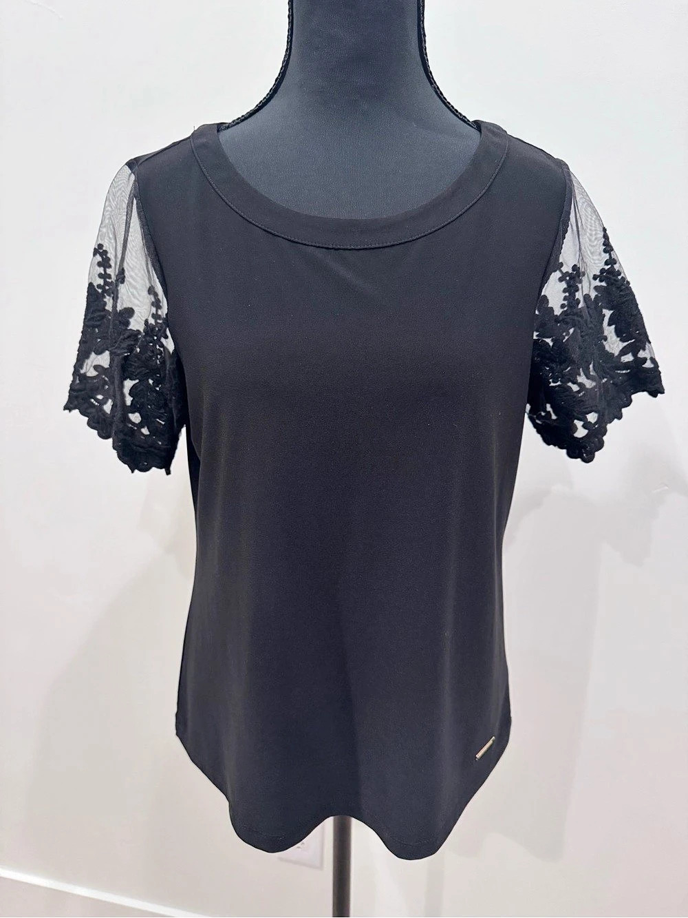 Nine West Black Lace Sleeve Top